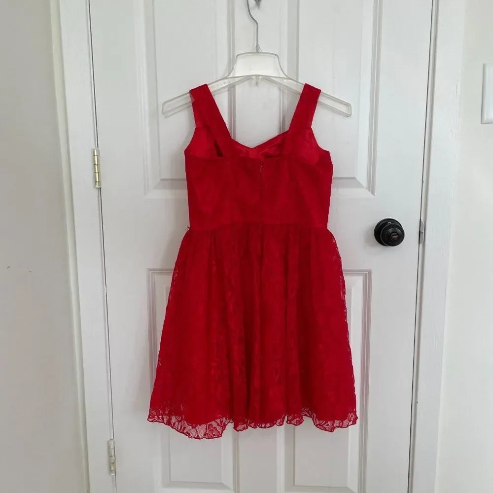 Girls Minuet Mini A Line Knee Length Dress in Red Size Small